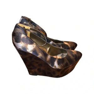 Sam Edelman Quinn Animal Print Mary Jane Wedge Platform Size 7.5